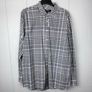 NWT Pronto Uomo Black White Plaid Men’s Button Up Long Sleeve Cotton Shirt XLT